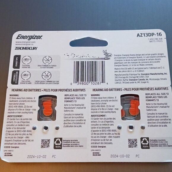 Energizer Hearing Aid Batteries x 16  Size 13 - Picture 9 of 10